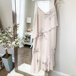 4SI3NNA Asymmetrical Hem Ruffle Floral Midi Dress